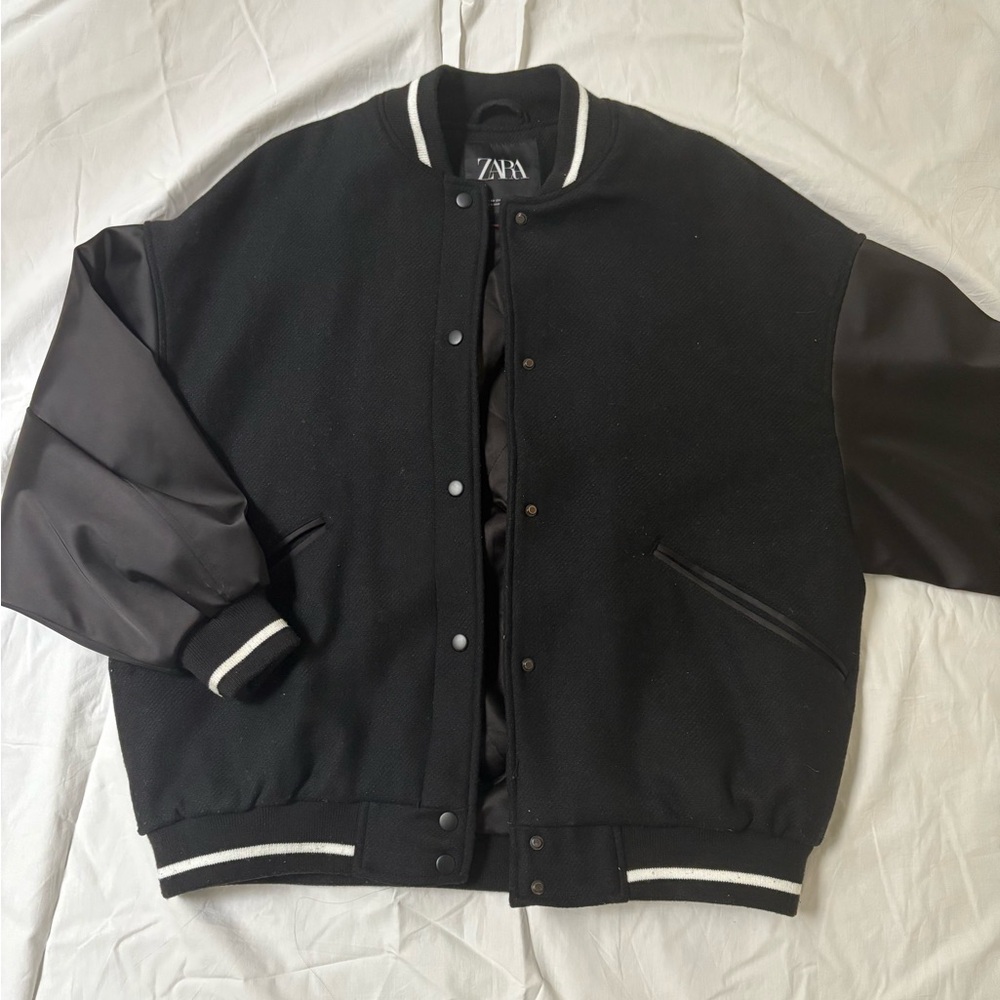 Zara Men's Black Varsity Jacket